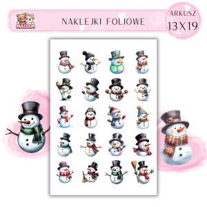 Naklejki Foliowe 13x19, Madam święta: Bałwanki i zimowe przygody – świąteczna zabawa dla całej rodziny!