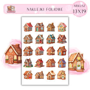 Naklejki Foliowe 13x19, Madam święta: Urocze domki piernikowe – świąteczne miasteczko w miniaturze!
