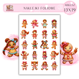 Naklejki Foliowe 13x19, Madam święta: Piernikowe ludziki i słodkie ozdoby – świąteczna zabawa w cukrowym stylu!