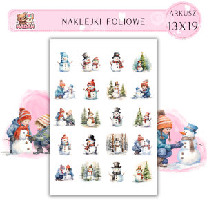 Naklejki Foliowe 13x19, Madam święta: Śnieżne bałwanki i zimowe scenki – uśmiech w każdym detalu!