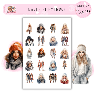 Naklejki Foliowe 13x19, Madam zima: Zimowe stylizacje i świąteczne kubki – styl i ciepło w jednym!