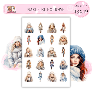 Naklejki Foliowe 13x19, Madam zima: Zimowe swetry, kubki i kocyki – przytulne wieczory z zimową aurą!