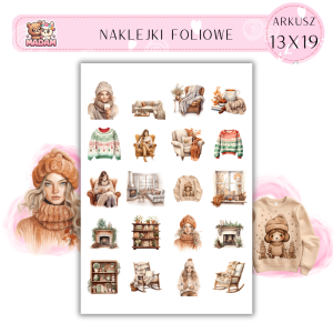 Naklejki Foliowe 13x19, Madam zima: Przytulne wnętrza, ciepłe swetry i zimowe kubki – idealne na zimowe wieczory!