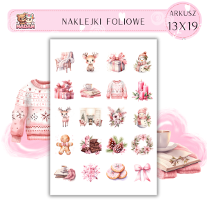 Naklejki Foliowe 13x19, Madam święta: Pastelowe cuda – świąteczna elegancja w różowych tonach!