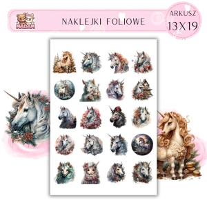 Naklejki Foliowe 13x19, Madam zima: Jednorożce w święta – bo magia nigdy nie ma wolnego!