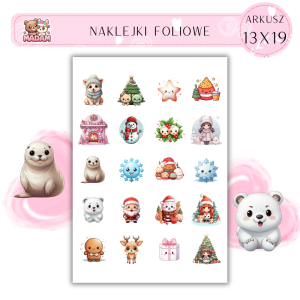 Naklejki Foliowe 13x19, Madam święta: Bałwanki i prezenty – zima pełna radości i zabawy!