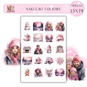 Naklejki Foliowe 13x19, Madam święta: Różowe święta – pastelowa magia i śnieżne chwile!