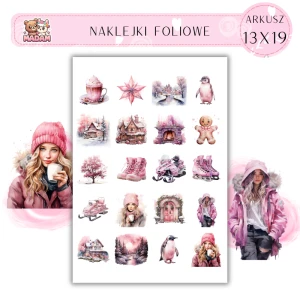 Naklejki Foliowe 13x19, Madam święta: Zimowe cuda – róż i biel w świątecznej odsłonie!