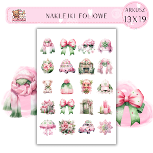 Naklejki Foliowe 13x19, Madam święta: Pastelowa elegancja – świąteczne cuda w różowych odcieniach!