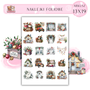 Naklejki Foliowe 13x19, Madam święta: Retro ozdoby – świąteczna nostalgia z domowym ciepłem!