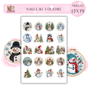 Naklejki Foliowe 13x19, Madam święta: Świąteczne bałwanki – uśmiech, mróz i śnieżne przygody!