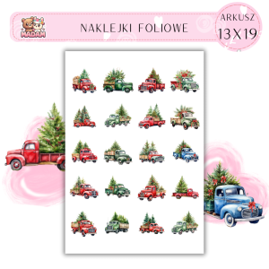Naklejki Foliowe 13x19, Madam święta: Świąteczne ciężarówki – choinka na pakę i w drogę!