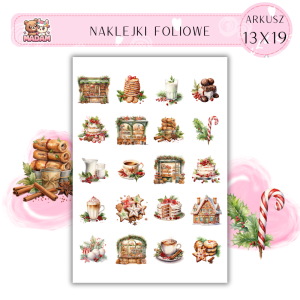 Naklejki Foliowe 13x19, Madam święta: Świąteczne smakołyki – ciasteczka, czekolada i domowy klimat!