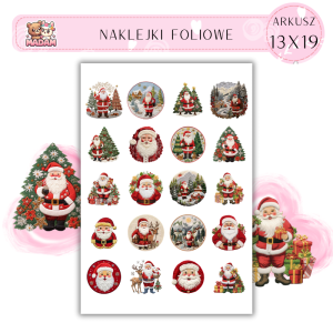 Naklejki Foliowe 13x19, Madam święta: Świąteczne witraże – Mikołaj i świąteczny blask za oknem!