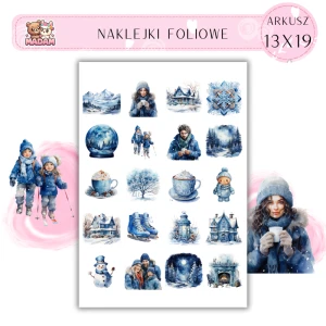 Naklejki Foliowe 13x19, Madam zima: Zimowe scenki – śnieg, herbata i zimowe bajki!