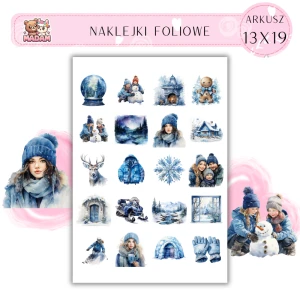 Naklejki Foliowe 13x19, Madam zima: Śnieżne marzenia – zimowe wieczory pełne blasku!