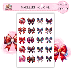 Naklejki Foliowe 13x19, Madam święta: Świąteczne kokardki – bo nawet prezenty lubią błyszczeć!