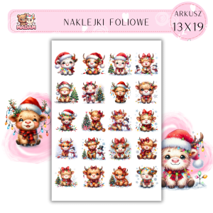 Naklejki Foliowe 13x19, Madam święta: Reniferki w akcji – świąteczne psoty i zabawa!