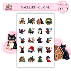 Naklejki Foliowe 13x19, Madam święta: Kociaki w święta – miau, wesołych świąt w kocim stylu!