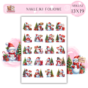 Naklejki Foliowe 13x19, Madam święta: Bałwanki i choinki – świąteczna zabawa bez końca!
