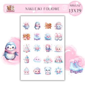 Naklejki Foliowe 13x19, Madam święta: Pastelowe święta – róż, niebieski i urocze zimowe cuda!