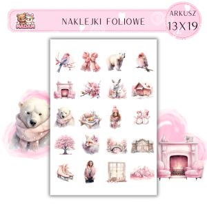 Naklejki Foliowe 13x19, Madam święta: Różowe zimowe cuda – elegancja i ciepło w zimowej oprawie!