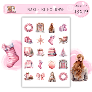 Naklejki Foliowe 13x19, Madam święta: Różowe kokardki – wstążki pełne uroku i blasku!