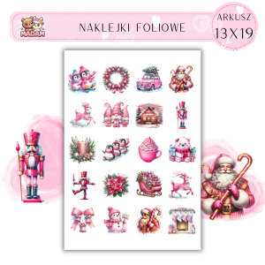 Naklejki Foliowe 13x19, Madam święta: Świąteczne różowe cuda – róż, choinki i magia w powietrzu!