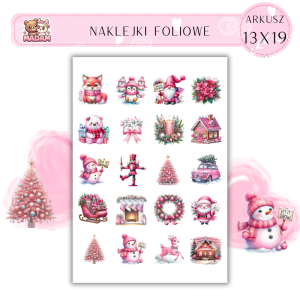 Naklejki Foliowe 13x19, Madam święta: Różowe ozdoby – wesołe święta z różowym akcentem!