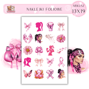 Naklejki Foliowe 13x19, Madam róż: Motyle nadziei – Rozkwit siły w walce z rakiem piersi!