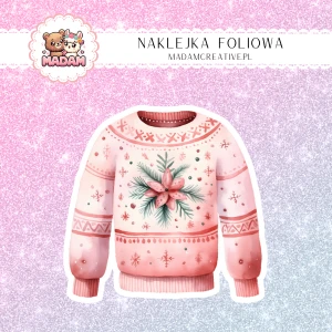 Naklejka foliowa pojedyncza, MaDam Święta: Sweter – Świąteczna moda w pełnym wydaniu!