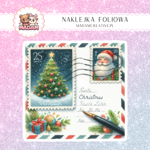 Naklejka foliowa pojedyncza, MaDam Święta: Kartka Świąteczna – Zimowe pozdrowienia pełne magii!