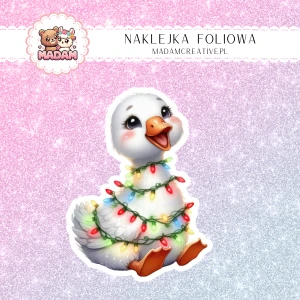 Naklejka foliowa pojedyncza, MaDam Święta: Gąska Zosia – Zimowy psotnik w lampkach!