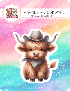 Magnes na lodówkę MaDam Krówka Harry – Kowboj z dzikiego zachodu – i mistrz lodówkowych rodeo!