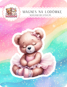 Magnes na lodówkę MaDam Misia Baletnica Basia – Kręci piruety nawet przy zamykaniu lodówki – elegancja przy każdym ruchu!