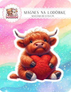 Magnes na lodówkę MaDam Krówka Harry – Wielki sercowy przytulak – miłość do lodówki jest jego największą pasją!