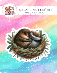 Magnes na lodówkę MaDam Dziobak Damian – Damian to mistrz drzemki. W jego świecie każde miejsce jest dobre do spania!