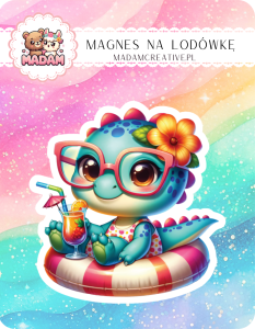 Magnes na lodówkę MaDam Dino Danek – Plażowe szaleństwo z prehistorycznym twistem!