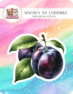 Magnes na lodówkę MaDam Śliwka Stefan – Fioletowy owoc pełen smaku i stylu!