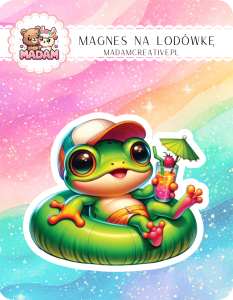 Magnes na lodówkę MaDam Żabka Zenek – Wakacyjny mistrz koktajli – żadna żaba nie miksuje drinków tak jak Zenek!