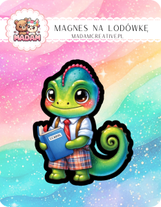 Magnes na lodówkę MaDam Kameleon Klara – Szkoła życia? Zawsze z książką pod ręką!