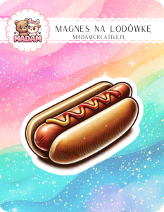 Magnes na lodówkę MaDam Hot Dog Hugo – Parówka w bułce, marzenie w głowie!