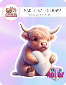 Naklejka foliowa pojedyncza Holograficzna MaDam Byczek Bolek – Serce większe niż kopyta!
