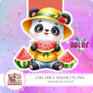 Zakładka Magnetyczna Holograficzna MaDam Panda Mela – Arbuzowa fiesta na każdej stronie!