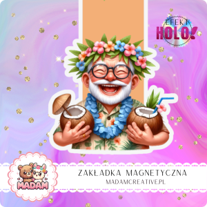 Zakładka Magnetyczna Holograficzna MaDam Dziadek Romek – W książkach szuka kokosowych marzeń!
