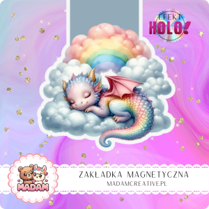 Zakładka Magnetyczna Holograficzna MaDam Smok Smoky – Leniwy jak chmurka, ale gotowy na każdą książkową przygodę!