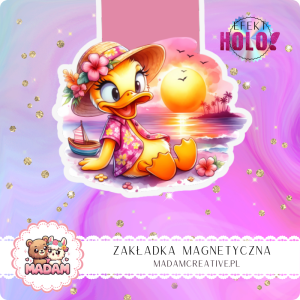 Zakładka Magnetyczna Holograficzna MaDam Kaczuszka Kasia – Wakacyjny uśmiech na każdej stronie, gotowa na plażowe lektury!