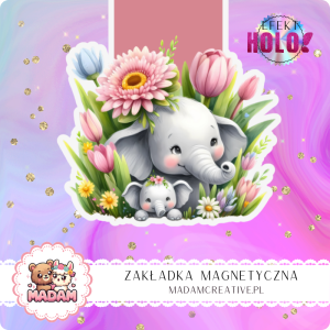 Zakładka Magnetyczna Holograficzna MaDam Słonik Stefan – Mały książkowy odkrywca na tropie literatury!