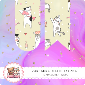 Zakładka Magnetyczna 2 szt. MaDam Kot i Rybka – Uważaj! Książka to pole bitwy – kocie łowy w toku!