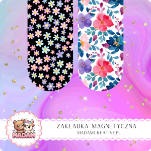 Zakładka Magnetyczna 2 szt. MaDam Kwiatowa Mozaika – Te kwiaty nigdy nie zwiędną, ale książka... może pochłonąć Cię na wieczność!